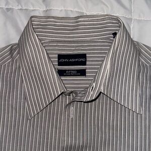 John Ashford Men's Gray Pinstripe Dress Shirt